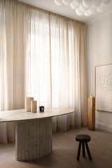 Sheer linen curtain - sand