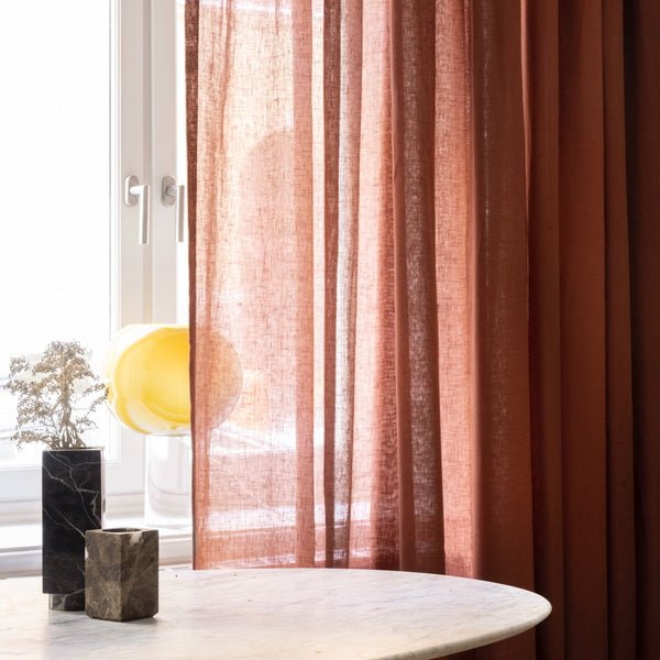 Sheer linen curtain - Terracotta
