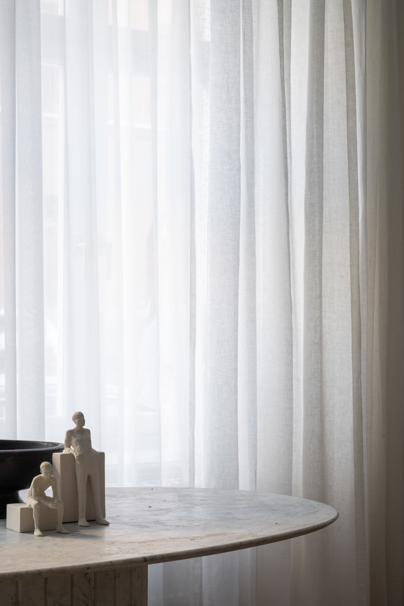 Sheer linen curtain - pure white