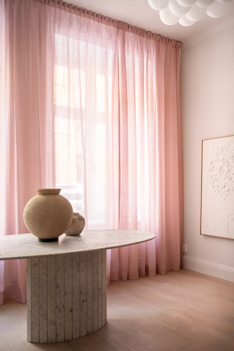 Sheer linen curtain - pink