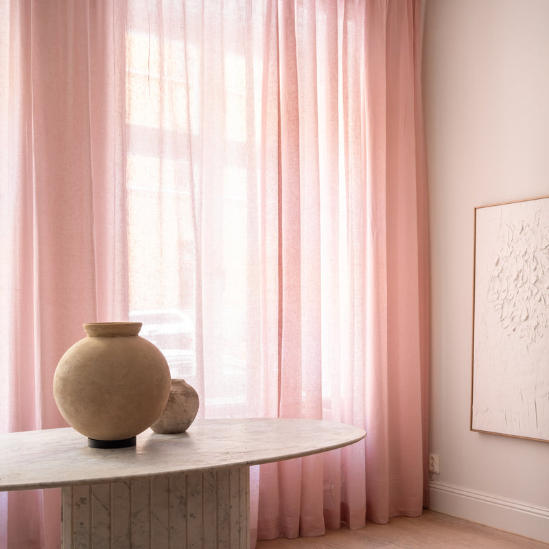 Sheer linen curtain - pink