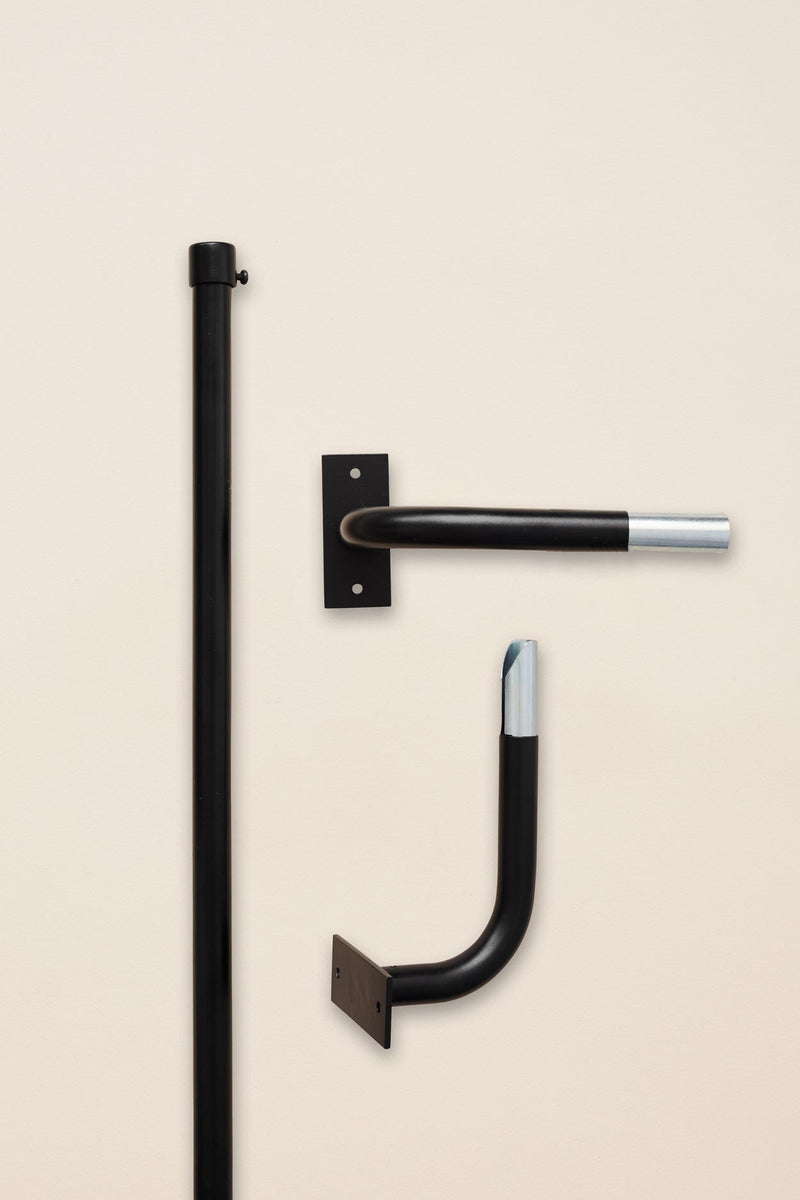 Wall brackets 'French style' for black metal curtain pole