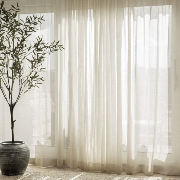 Voile sheer fabric - sand