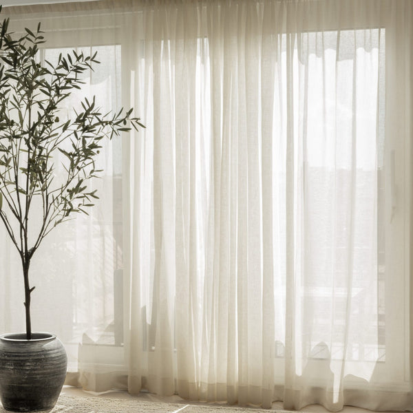 Voile sheer curtain -sand