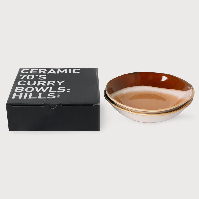 HKLiving 70s ceramics curry bowls, hills, set of 2