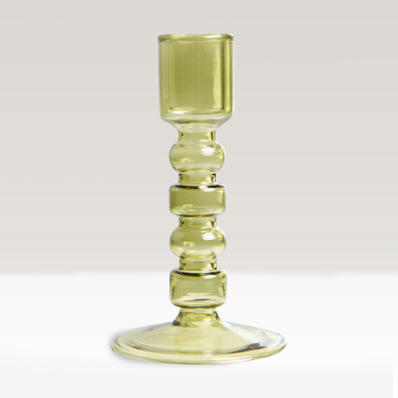 HKLiving emerald glass candle holder, olive green