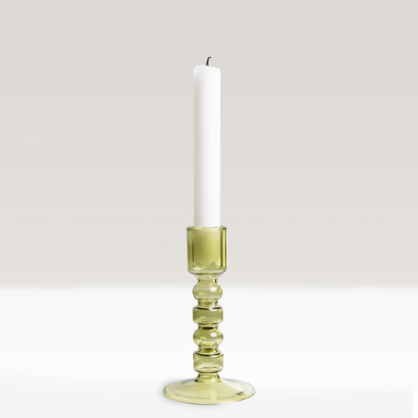 HKLiving emerald glass candle holder, olive green