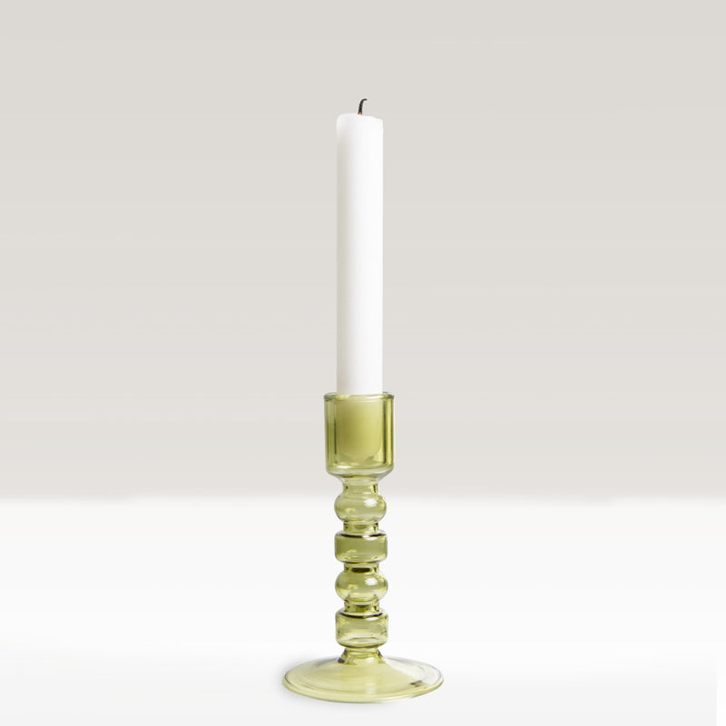 HKLiving emerald glass candle holder, olive green