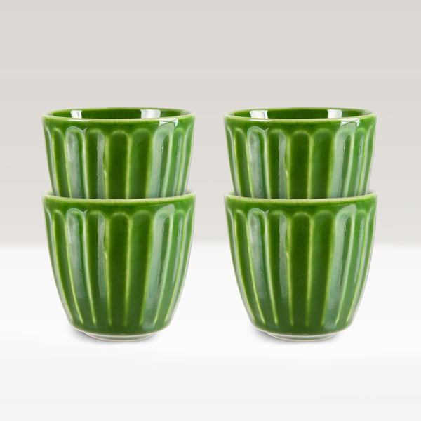 HKLiving emerald ceramic ribbed mug, set of 4