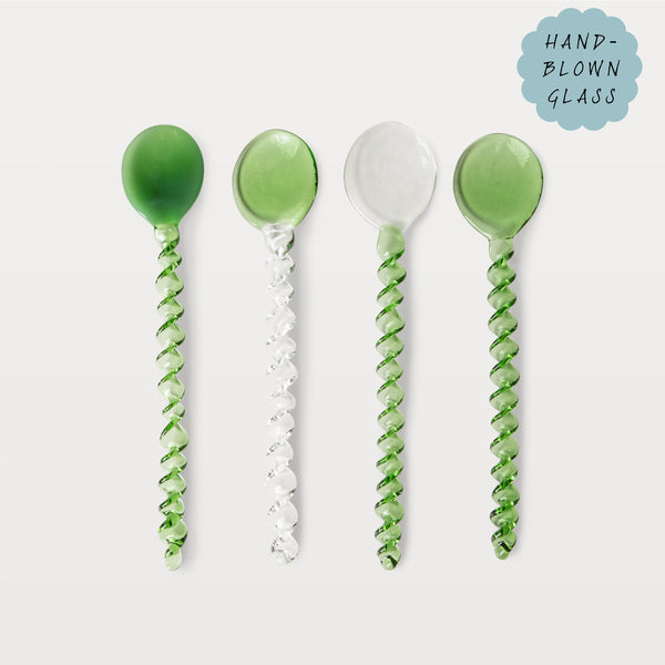 HKLiving emerald twisted glass spoons, set of 4