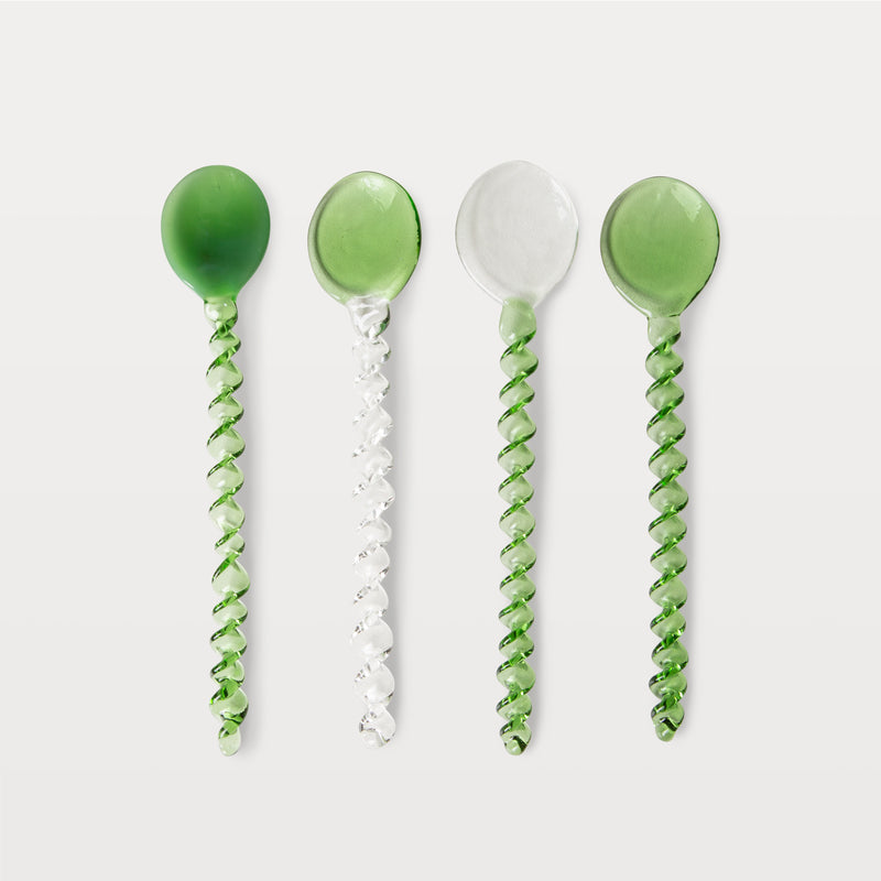 HKLiving emerald twisted glass spoons, set of 4