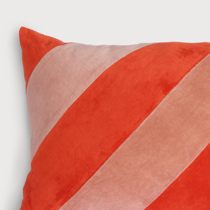 HKLiving striped velvet red and pink cushion