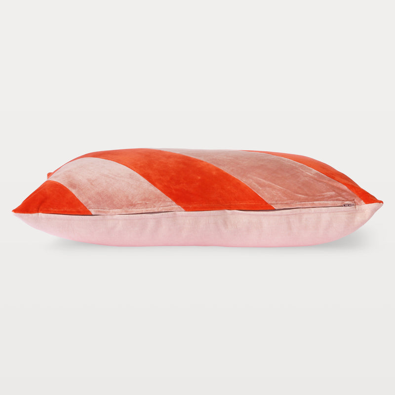 HKLiving striped velvet red and pink cushion
