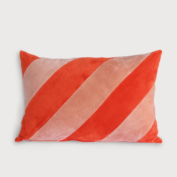 HKLiving striped velvet red and pink cushion