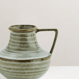 Green glazed handcrafted stoneware vase