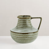Green glazed handcrafted stoneware vase