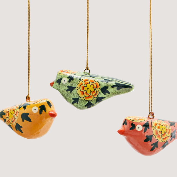 Höna hand-painted decorative paper birds - set of three