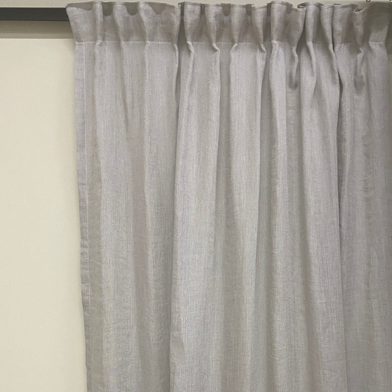 Ready made grey sheer linen curtain 230cm length / 140cm wide (1 panel)
