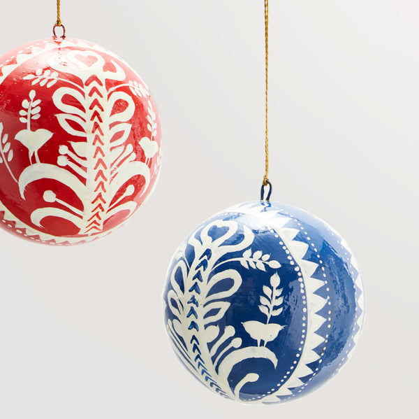 Jul hand-painted multicoloured baubles - set of two