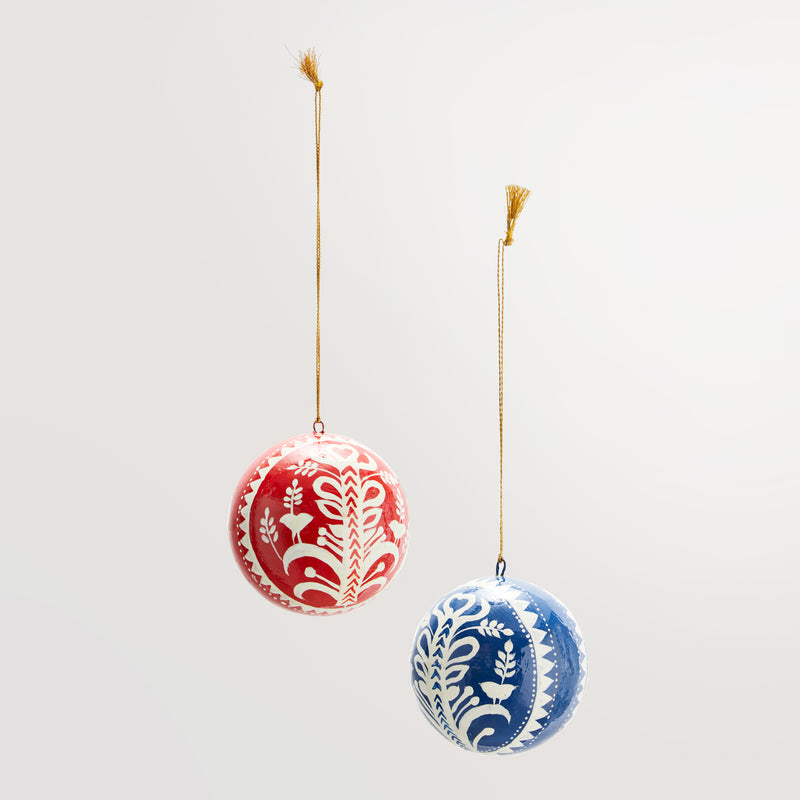 Jul hand-painted multicoloured baubles - set of two