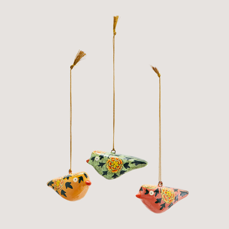 Höna hand-painted decorative paper birds - set of three