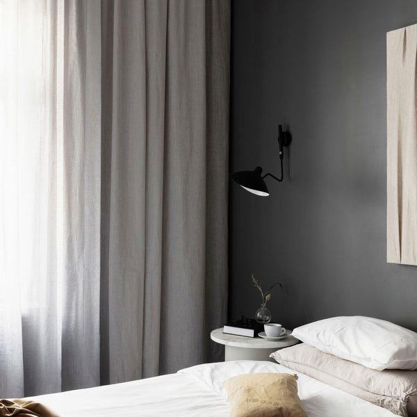 Ready made grey sheer linen curtain 230cm length / 140cm wide (1 panel)