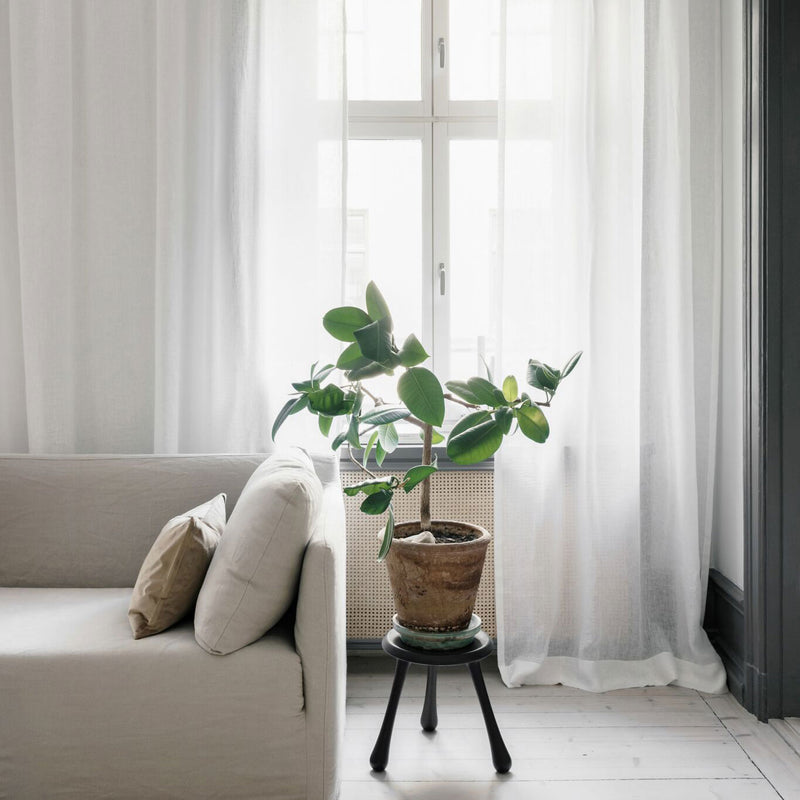 Sheer linen curtain fabric sample – Pure White