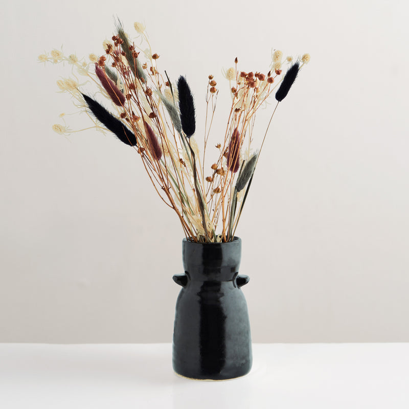 Ebba handcrafted black glazed vase