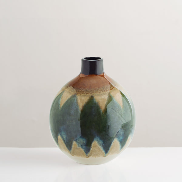Biba handcrafted round glazed vase