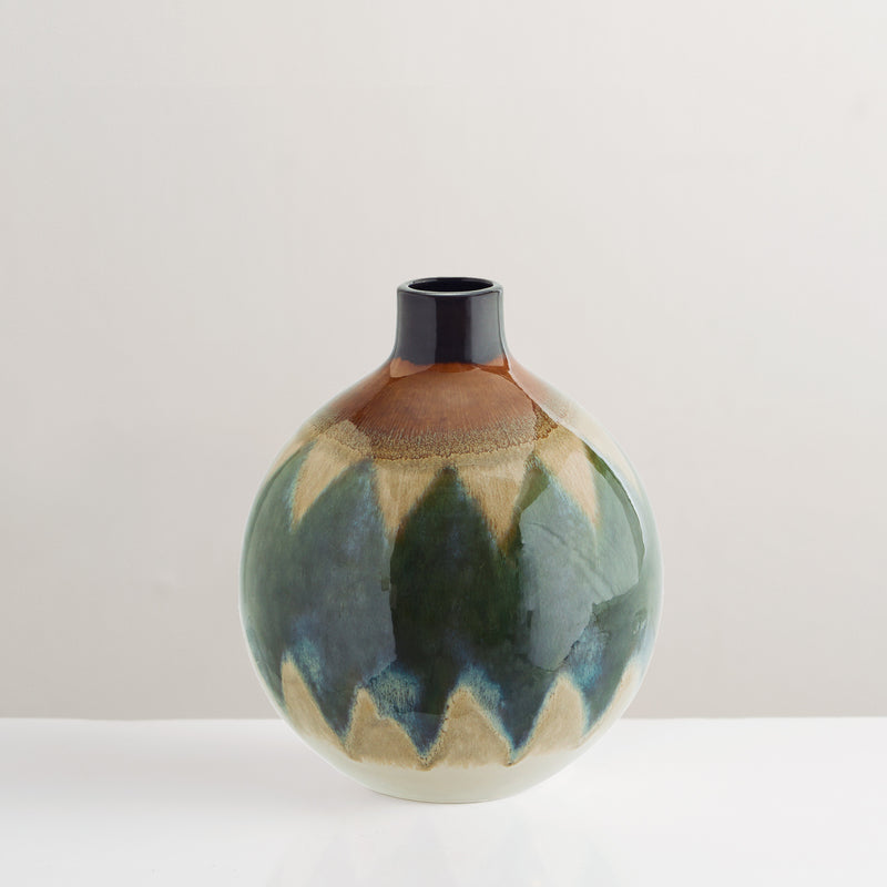 Biba handcrafted round glazed vase