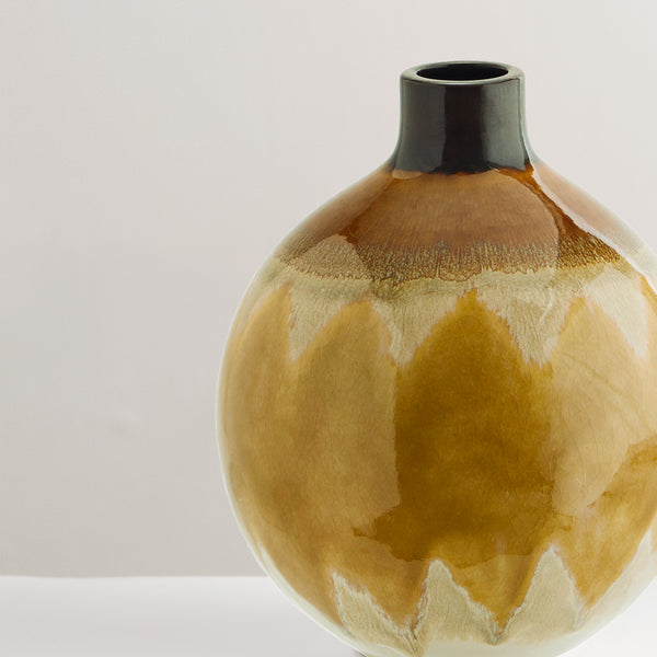 Biba handcrafted round glazed vase