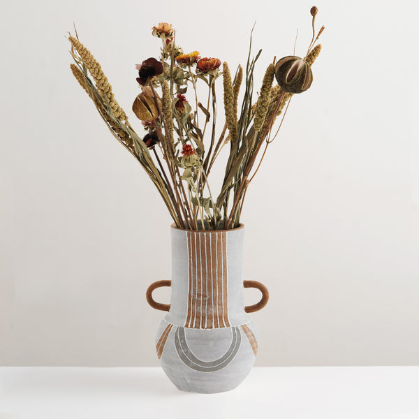Terracotta handcrafted vase with handles (last 1)