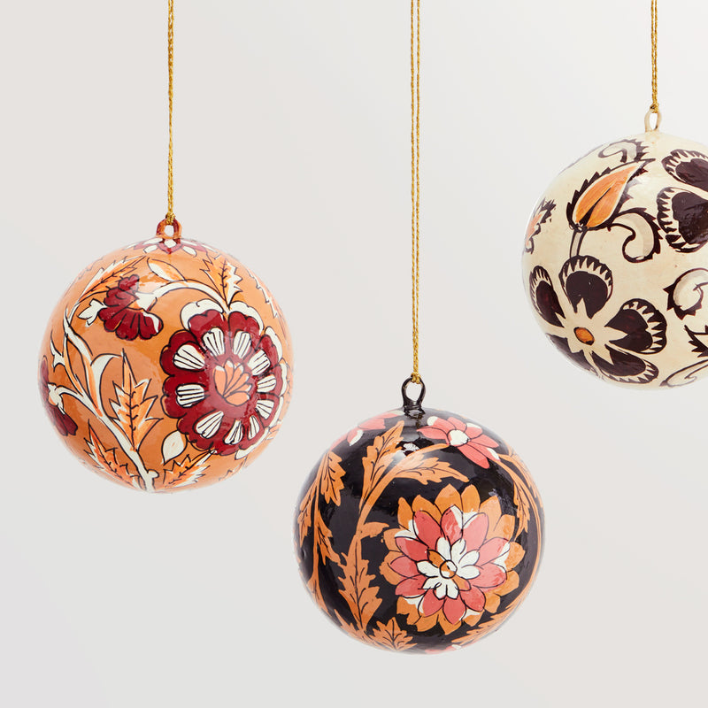 Karamell hand-painted multicoloured baubles - set of three