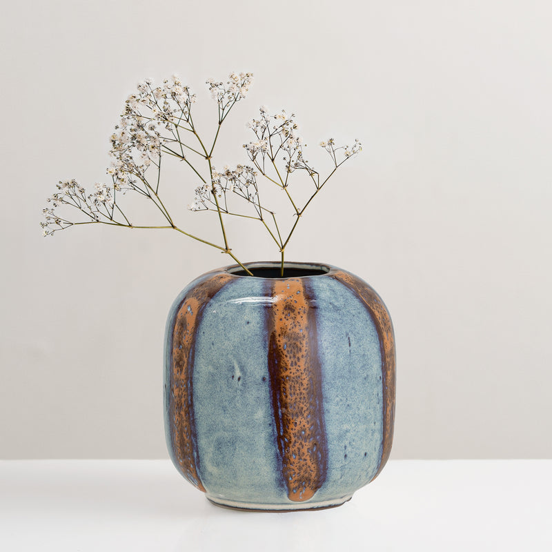 Magni stripe glazed stoneware vase