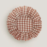 Wes gingham blush round cushion
