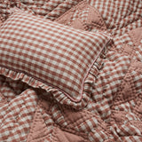 Wes gingham blush frill cushion