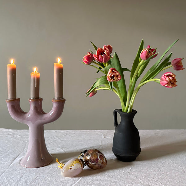 Ljus lilac stoneware candlestick holder (last 1)