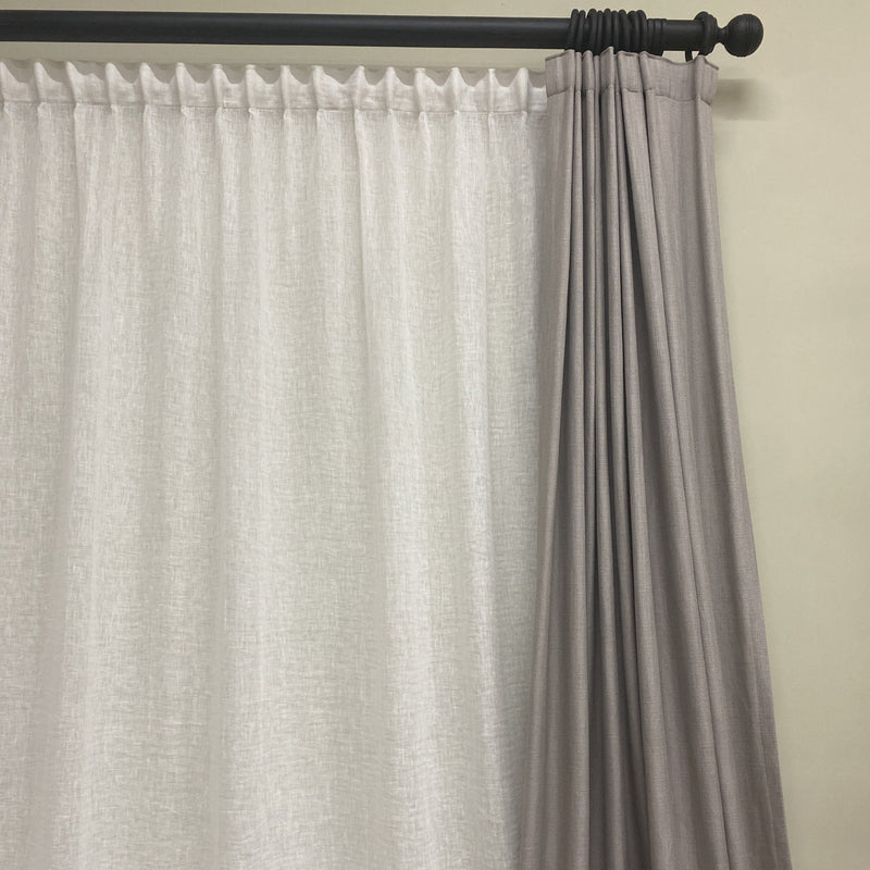 Ready made white sheer linen curtain 230cm length / 140cm wide (1 panel)