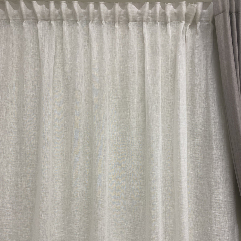 Ready made white sheer linen curtain 230cm length / 140cm wide (1 panel)