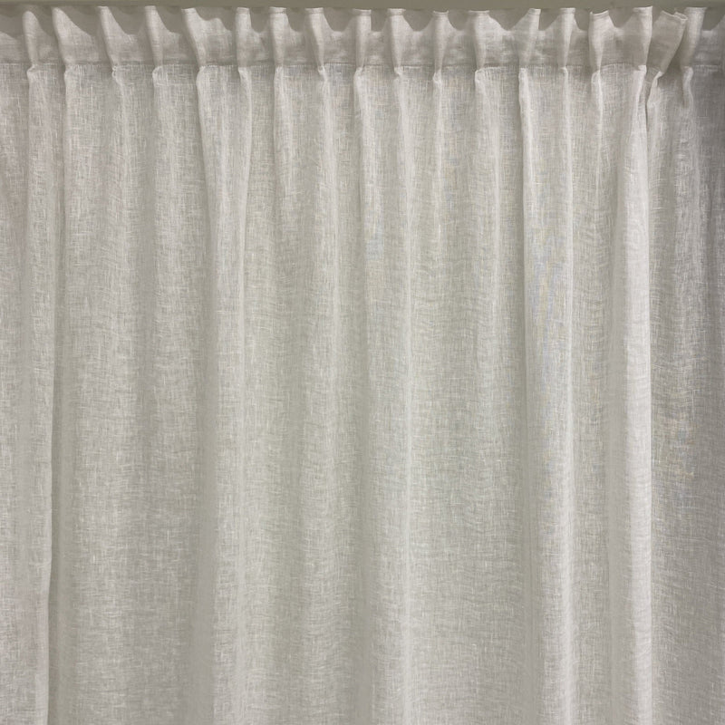 Ready made white sheer linen curtain 230cm length / 140cm wide (1 panel)