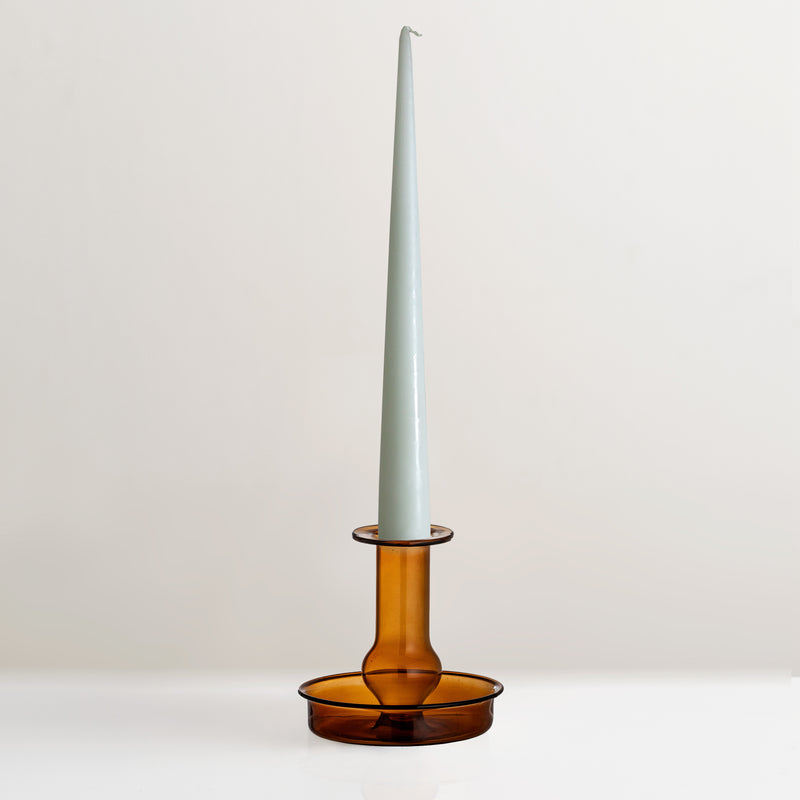 Quinn amber glass candlestick