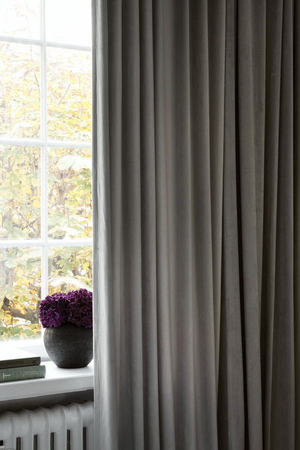 Velvet curtain fabric sample – Grey