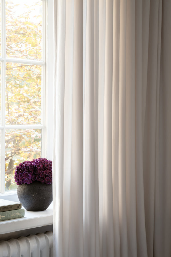 Velvet curtain fabric sample – Pure White
