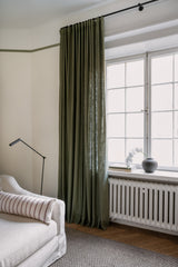 Linen curtain fabric sample – Khaki