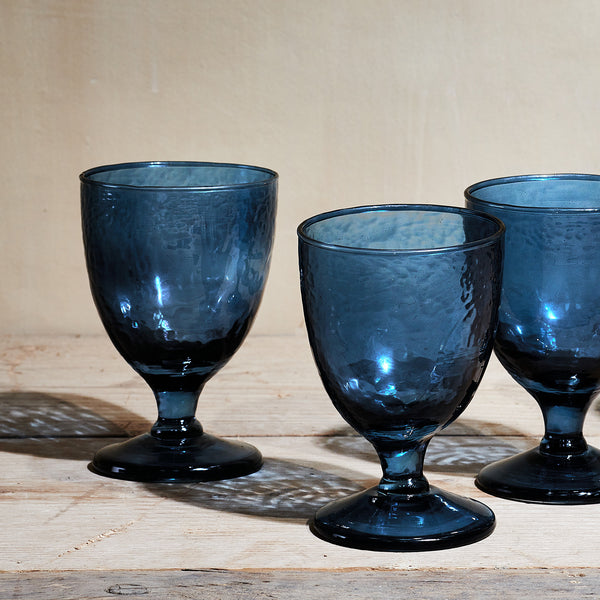 Yala hammered indigo wine glass