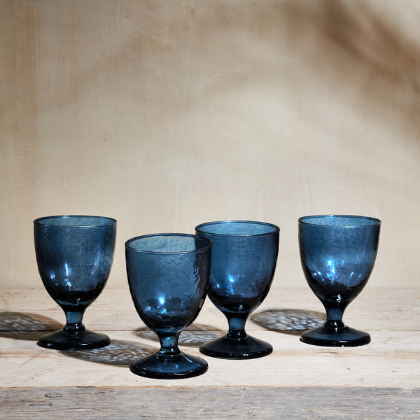 Yala hammered indigo wine glass - set of 4