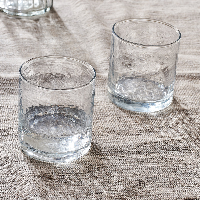Yala hammered clear glass tumbler - set of 4