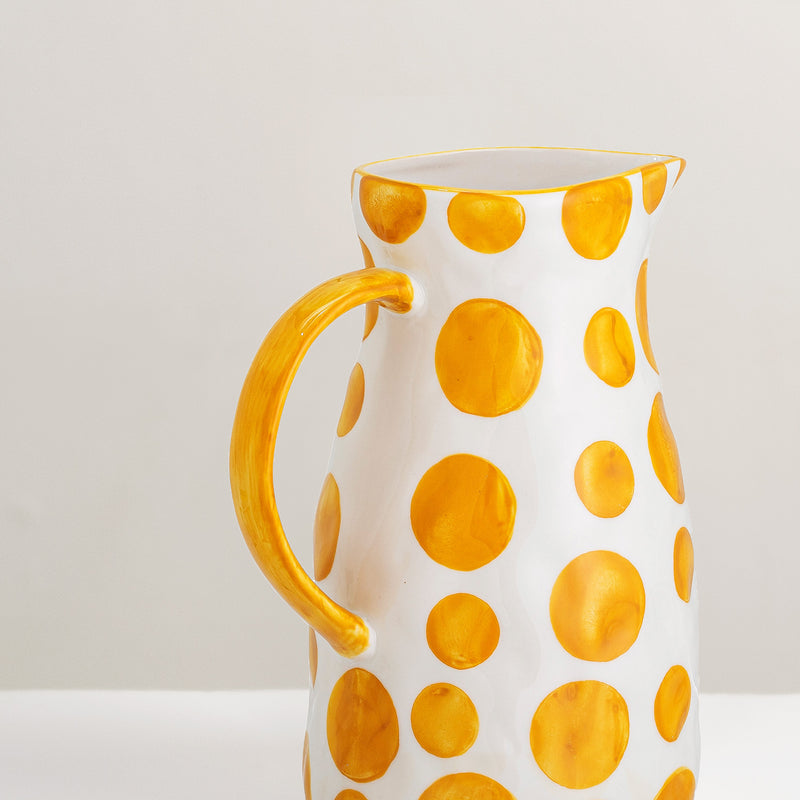 Begonia hand painted yellow glazed porcelain jug