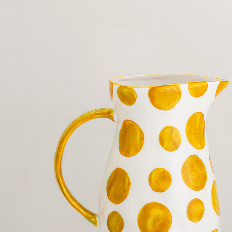 Begonia hand painted yellow glazed porcelain jug