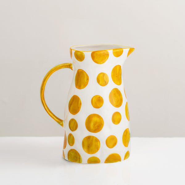 Begonia hand painted yellow glazed porcelain jug